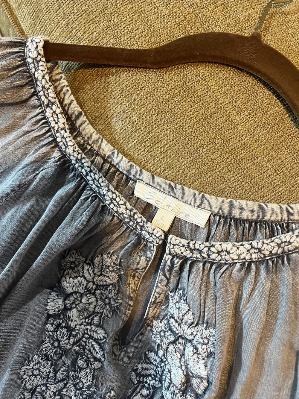 Solitaire Gray Embroidered Peasant Blouse - Picture 2 of 5